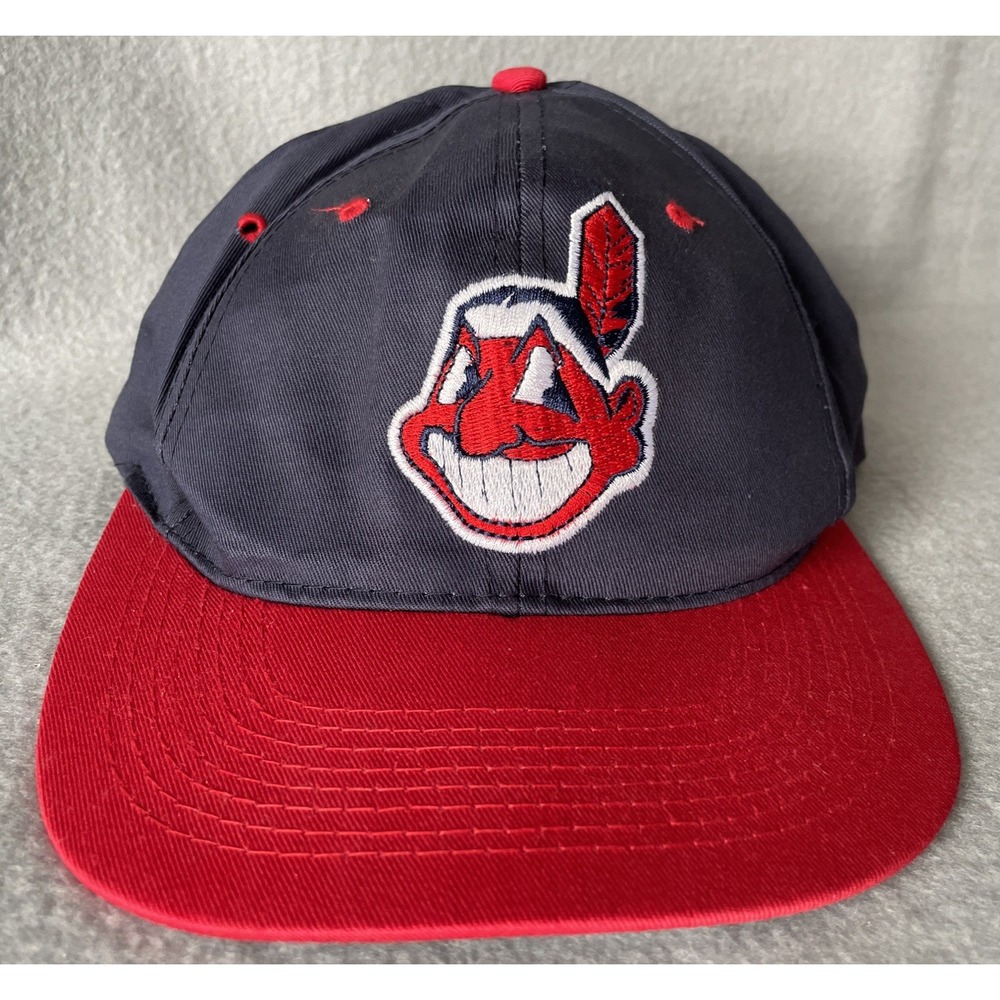 Vintage Cleveland Indians Hat Drew Peasron Snapback Baseball Cap Blue Red